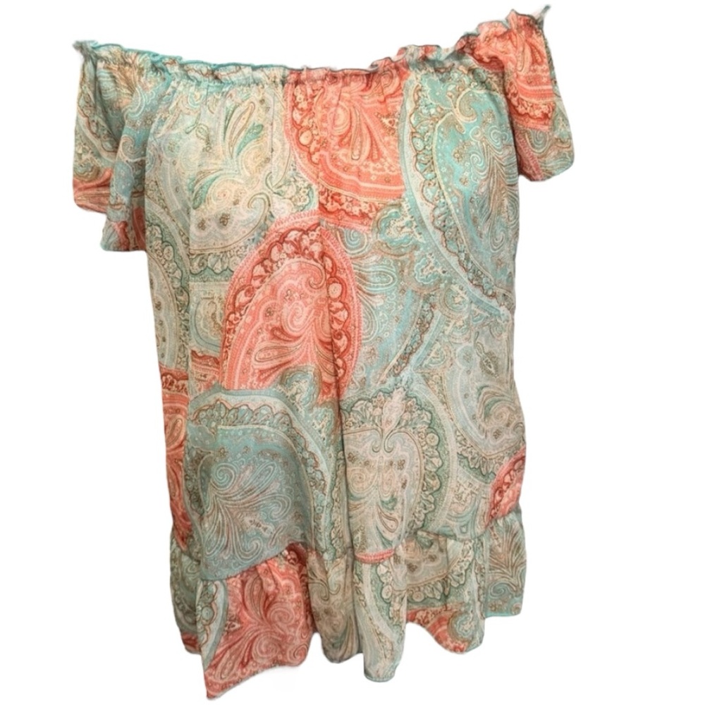 Bohemian Y2K multicolor Sushiflower Sheer Blouse on or off shoulder (1G …